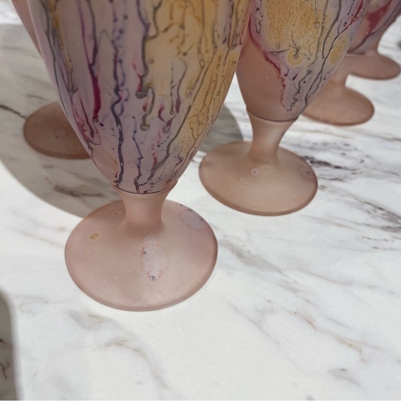 Vintage Hebron Phoenician wine glasses water goblets hand blown hand painted - Picture 5 of 7